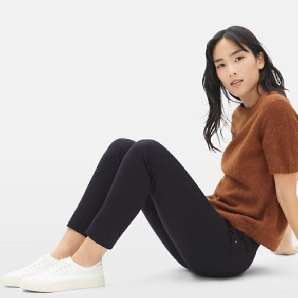 Everlane Women's The Side-Zip Stretch Cotton Pant Size 2 in Black - Picture 2 of 10